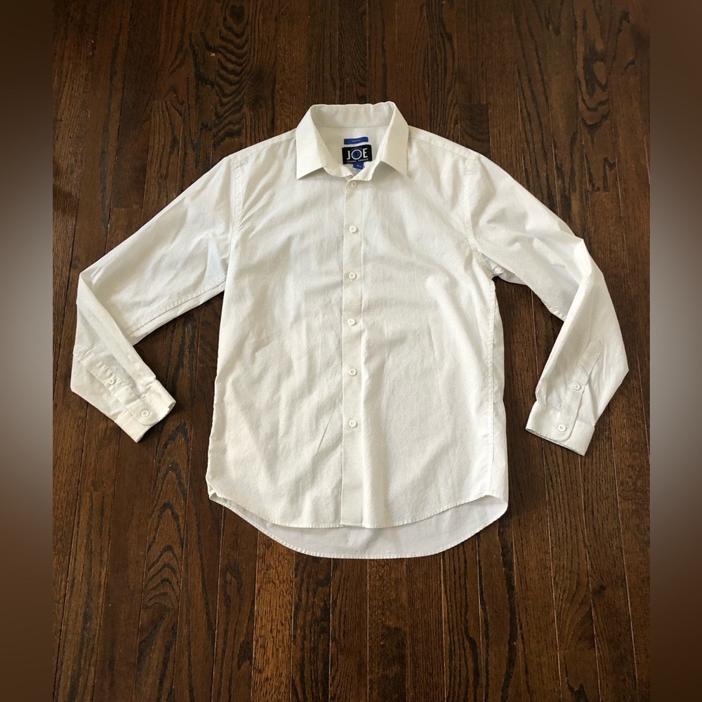 Joseph Abboud Men’s M 100% Cotton White/Gray Slim Fit Button-Down Collared Shirt